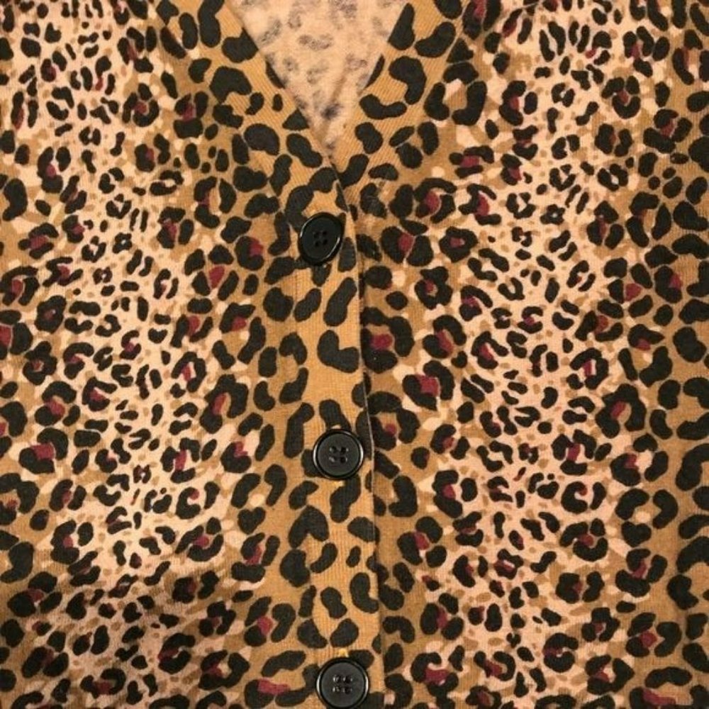 Talbots Cheetah / Leopard  Print Neutral Cardigan - L